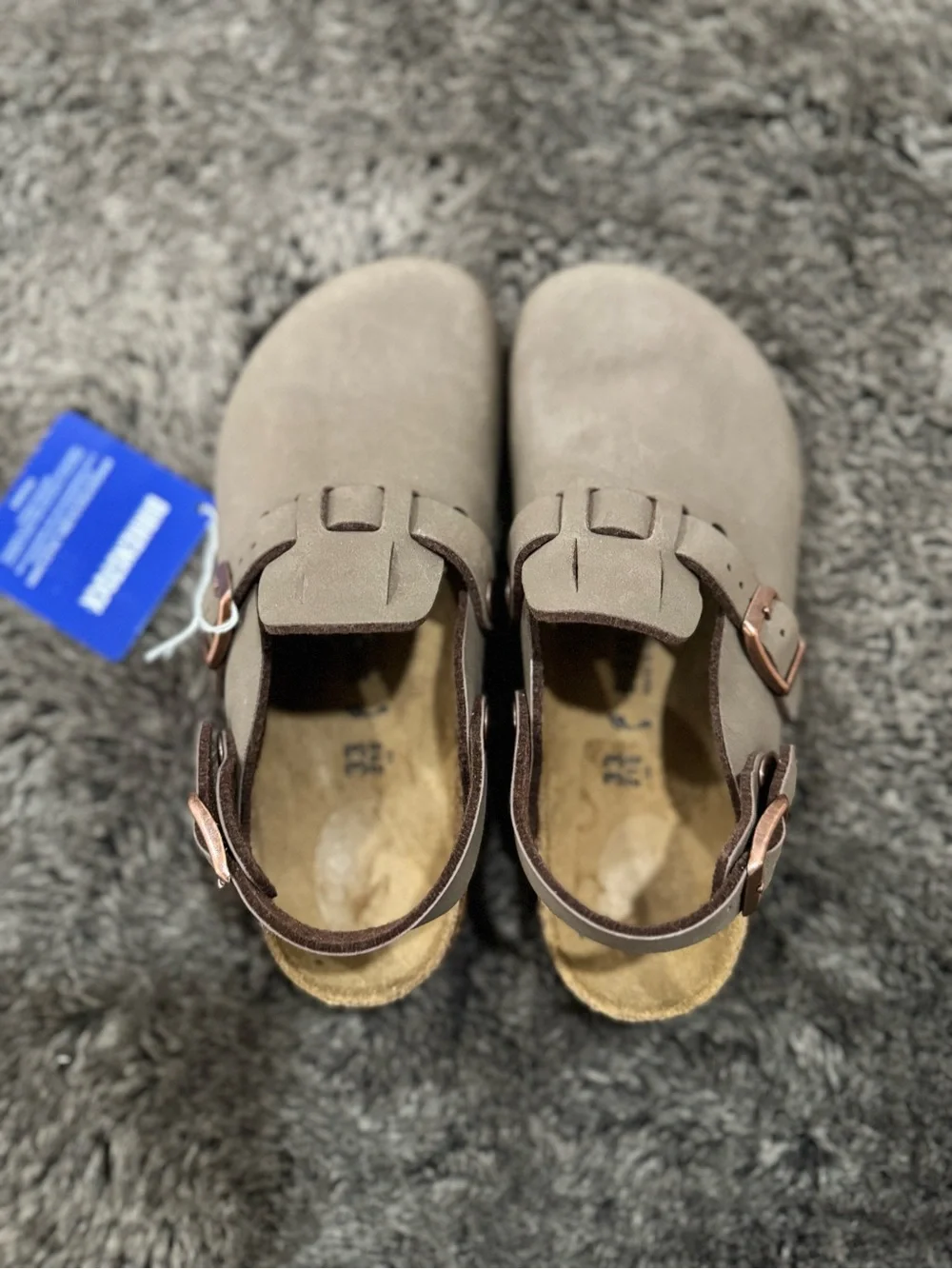Birkenstock Kids Taupe Brown Suede Clogs with Backstrap